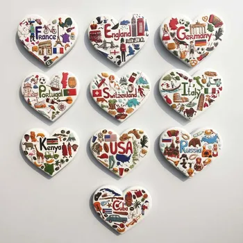 İngiltere, Almanya ve Fransa Seyahat Hatıra Hediyeler ve El Sanatları Kalp şeklinde Manyetik Buzdolabı Ev Dekor