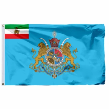İran İmparatorluk Bayrağı Standart Shahanshah Banner 90x150 cm 3x5ft 120g 100D Polyester Çift Dikişli Ücretsiz Kargo