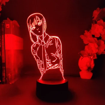 Japon animesi testere adam Makima 3D LED Anime ışık Neon ışık sevimli karikatür şeytan avcısı kız testere adam Anime odası dekor