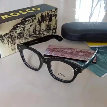 Johnny Depp Gözlük Erkek Kadın Bilgisayar Gözlük Şeffaf Lens Marka Tasarım Asetat Çerçeve Vintage Stil Gözlük Kutusu İle