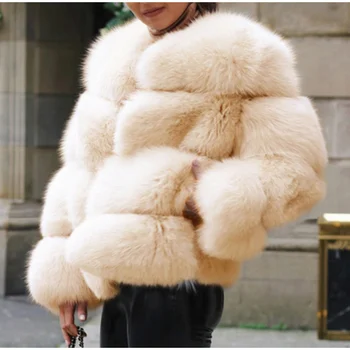 Kadın Kış Yeni Kabarık Kürk Palto Moda Pembe Faux Kürk Ceket Zarif Kalın Sıcak Giyim Sahte Kürk Ceket Chaquetas Mujer