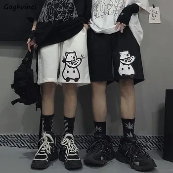 Kadın Şort Yarım uzunlukta Gevşek Kawaii 2XL Baskı Karikatür Streetwear BF Unisex Yumuşak Harajuku Kore Şık Basit Günlük Moda