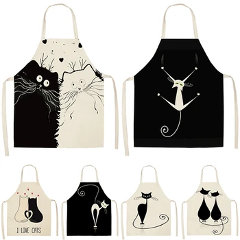 Karikatür Hayvan Tarzı Önlük Adam Pişirme Önlükleri Kedi Desen Siyah Önlükleri Ev Temizlik Önlük Ev Özel Önlük Önlükler