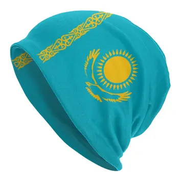 Kazakistan bayrağı Kaput Femme Sokak Örme Şapka Kadın Erkek Sonbahar Kış Sıcak Kasketleri Kapaklar