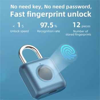 Kilidi Parmak İzi Akıllı Asma Kilit Hızlı Anahtarsız USB Şarj Edilebilir Kapı USB Anahtarsız parmak izi kilidi için valiz