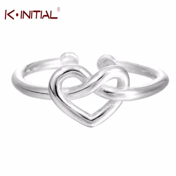Kinitial Gümüş Renk Kalp Düğüm Yüzük Kadın Knuckle Parmak Takı Infinity Ayarlanabilir Minimalist Tiny Loving Çapraz Yüzükler Hediye