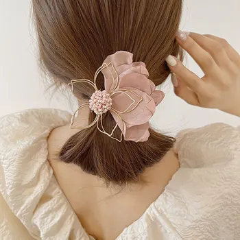 Kore Zarif Metal çiçek saç tokası Kadın Kızlar Geri Kafa Saç Şekillendirici Klip Saç Kartı Tatlı Sevimli Klip Headdress Ördek Gagası Klipleri