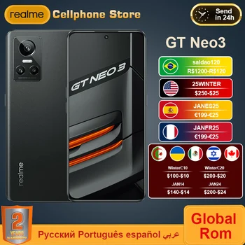 Küresel ROM realme için GT NEO3 NEO 3 5G Cep Telefonu 80/150W Süper Şarj Dimensity 8100 120HZ AMOLED 4500mAh NFC Oyun Akıllı Telefon