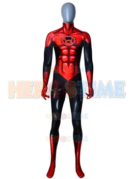 Kırmızı Fener Kolordu 3D Baskılı Kırmızı Fener Kostüm Cosplay Kostüm Spandex Zenati Bodysuit Cadılar Bayramı için Hiçbir Göz Maskesi