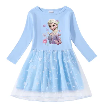 Kız Elbise Yaz Dondurulmuş Elsa Prenses Elbiseler Toddler Tutu Bebek Kız Parti Elbise gündelik giyim Doğum Günü