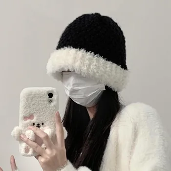 Kış Tüm Maç Peluş Örme Şapka Kalınlaşmış Sıcak kulak koruyucu Skullies Kap Kadın Açık Ekleme Kayak Kasketleri Bonnet Mujer