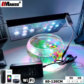 LED akvaryum ışıkları AC110 / 220V 60-120cm 60W-120W RGB+Tam Spektrum WIFI Akıllı APP İle Sucul Bitki Yetiştirme Lambaları Balık Tankı