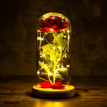 LED Büyülü Galaxy Gül Güzellik Ve Beast Gül LED Cam Kubbe Kız Arkadaşı için Romantik sevgililer Günü Hediyesi