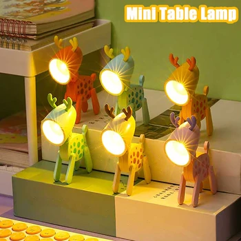 Led Mini gece lambası yaratıcı karikatür katlanır masa lambası çocuk odası başucu yatak odası dekorasyon ışık DIY masaüstü süs lambası