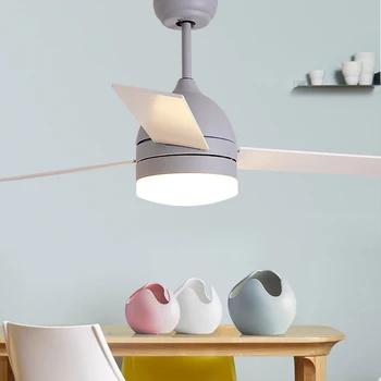 Led ışık ışıklı tavan fanı modern uzaktan kumanda ile basit fan yemek odası oturma odası ev macaron elektrikli fan ışık