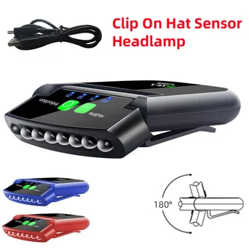 LED ışıklı uyarı işareti kep lambası USB Şarj Edilebilir güneşlikli kep şapka ışık Su Geçirmez Akıllı sensörlü ışık Dönebilen Far balıkçılık lambası