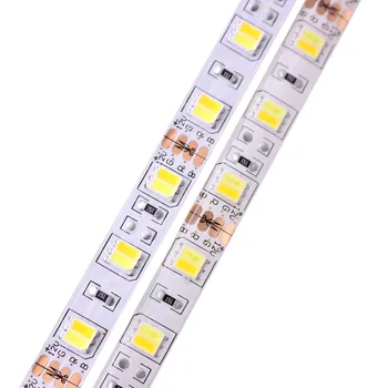 Led şerit ışık SKK 5025 çift beyaz sıcak beyaz & beyaz UL2 in 1 çip 60/120 leds DC12V / 24 V Led bant renk Tem Ajustable LED şerit