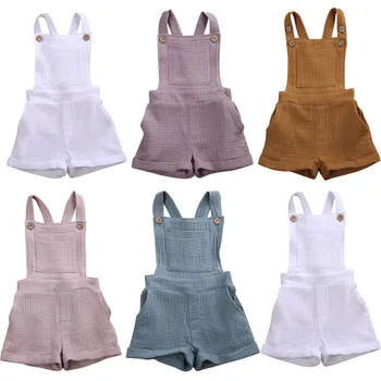 lioraitiin 0-5years Yeni 5 Renkler Bebek Kız Romper Giysileri Kolsuz Katı Pamuk Tulum Yaz Moda Kıyafet