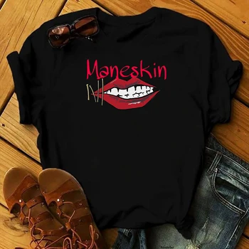 Maneskin Grafik Tshirt Baskılı Yeni Hip Hop Kadın Tee Gömlek Sıcak Streetwear Moda Tees Casual Yaz Kısa Kollu Üstleri