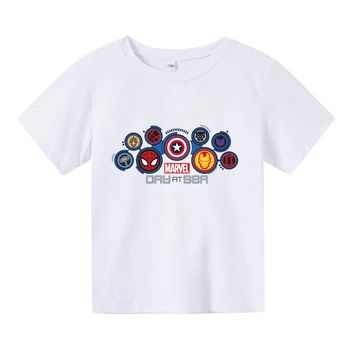 Marvel Süper Kahraman Logo T Shirt Çocuklar Yeni 2022 Komik Yaz Karikatür 3D Harajuku Erkek Çocuk Giyim Unisex Popüler Kısa Kollu Tee