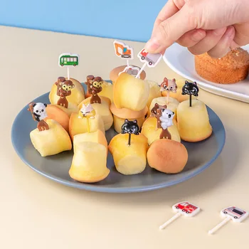 Meyve Çatal Çocuk yemek kabı Karpuz Mini Plastik Tatlı Pasta Çocuklar Aperatif Çatal Seti Küçük Kawaii Tatlı Kek Çatal