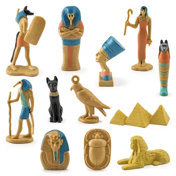 Mini Antik Mısır Medeniyeti Figürleri Sfenks Piramit PVC Heykelcik eğitici oyuncak Çocuklar İçin Ev Dekor