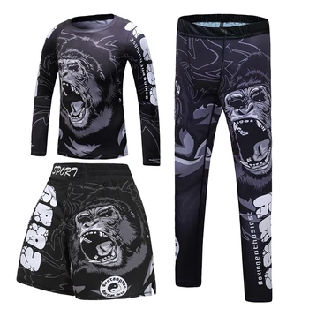 MMA çocuk Rashguard Spor Takım Elbise 3D MMA T-shirt + Pantolon Boks Formaları Erkek Kickboks Muay Thai Şort Çocuk Fightwear Bjj Giysileri