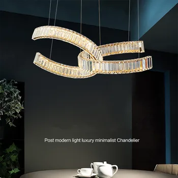 Modern lüks kristal yuvarlak LED avize İskandinav sanat paslanmaz çelik altın gümüş kristal asılı ışık restoran avize