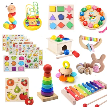 Montessori Ahşap Oyuncaklar Bebek Çocuk 3D Bulmacalar Erken Öğrenme Bebek Oyunları Oyuncaklar Eğitici Ahşap Oyuncaklar Çocuklar İçin 1 2 3 yıl