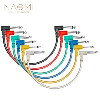 NAOMI 6 adet / takım Çok Renkli Plastik Gitar Yama Kabloları 6.35 Açılı Fiş Ses Kabloları Efekt Pedalları İçin