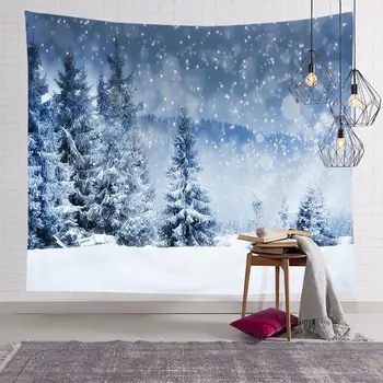 Noel Goblen Şömine Tarzı Sıcak Duygu Güzel Ev Dekorasyon Serin Polyester Ince Noel Duvar Asılı Bez