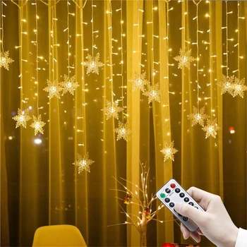 Noel led perili dizi lamba Kar Tanesi Dekorasyon Ramazan Garland Perde 2023 Açık Yatak Odası İçin Tatil Yeni Yıl Dekor