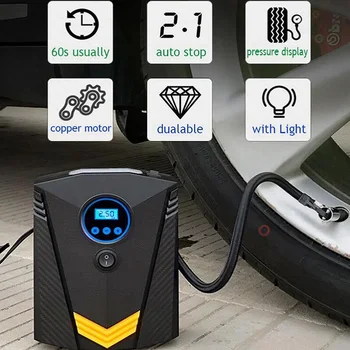 Otomatik hava kompresörü Dijital Araba lastik şişirme Pompası aydınlatma Arabalar için Tekerlek Lastikleri Elektrikli 12V Lastik Şişirme