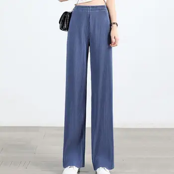 Pantolon Yaz Yüksek Bel Elastik Kemer Düz Yaz Pantolon Kadın Düz Renk Nervürlü Rahat pantolon Sweatpants Pantolon