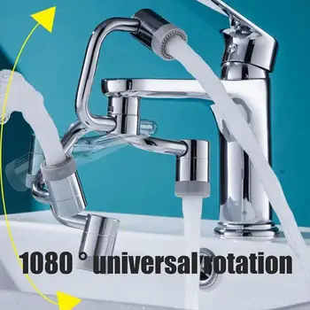 Paslanmaz Çelik Evrensel 1080°dönen Musluk Robotik Kol Döner Uzatma Musluk Havalandırıcı Mutfak Musluk Genişletici 2 Su Akış