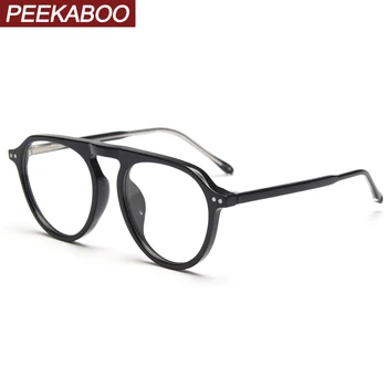 Peekaboo retro kadın optik gözlük kadın şeffaf lens büyük çerçeve moda gözlük erkekler için asetat yüksek kaliteli kore tarzı