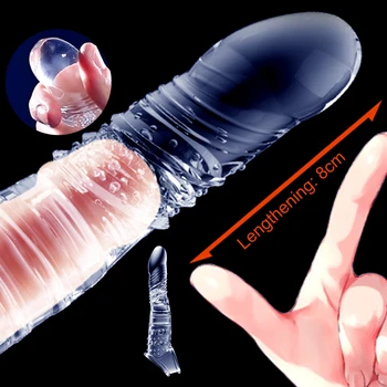 Penis Extender Kollu Seks Oyuncakları Erkekler İçin Yeniden Kullanılabilir Prezervatif Gecikme Boşalma Dick Büyütücü Kollu Samimi Ürünler Yetişkin Seks Oyuncakları