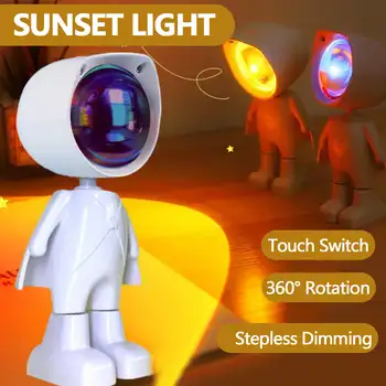 Pil Astronot Robot Gökkuşağı Projeksiyon Güneş Lambası Masa Gece Lambası Gün Batımı Lambası Sonsuz Karartma Yatak Odası atmosfer ışığı