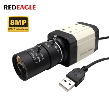 REDEAGLE 8MP CCD IMX179 MJPEG USB Webcam PC Video Güvenlik Kamera Mini Kutusu HD 2.8-12mm / 5-50mm Değişken Odaklı zoom objektifi