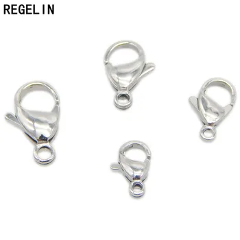 REGELIN 20 adet Gümüş Kaplama Paslanmaz Çelik Delik 9-15mm İstakoz Klipsler ve Kancalar Konnektörler DIY Takı Yapımı Bulguları