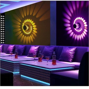 RGB Spiral delik led duvar ışık efekti duvar lambası uzaktan kumanda renkli Wandlamp aplik parti Bar KTV ev dekorasyon