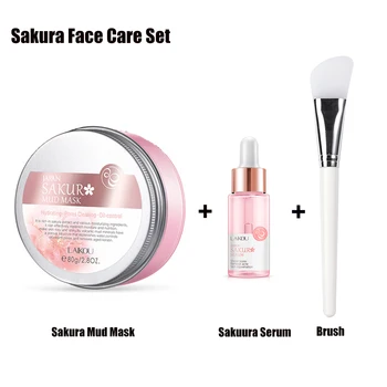 Sakura Yüz Bakımı Seti Sakura Çamur Maskesi + Serum Özü Yüz ve Vücut Arındırıcı Yüz Maskesi Akne Siyah Nokta ve Yağlı Cilt