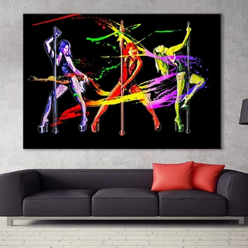 Seksi Kızlar Kutup Dans sanat posterleri ve Baskı duvar sanatı tuval Suluboya Egzotik Dans Boyama Oturma Odası Ev Dekor ıçin Cuadros