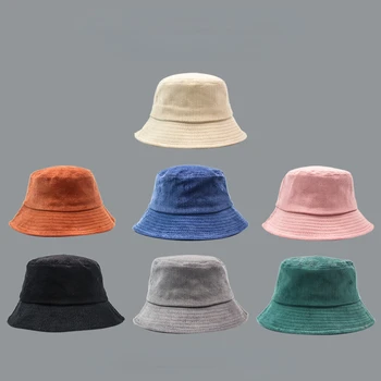 Sonbahar ve Kış Kore Versiyonu Kadife Kova Şapka Kadınlar için Retro Vahşi Panama Şapka Kadın Şeker Renk Balıkçı Şapka