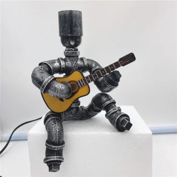 Steampunk tarzı masa lambası gitar çalar Retro tarzı Robot masa lambası amerikan lambaları endüstriyel ışık tasarım yaratıcı sanat hediye B