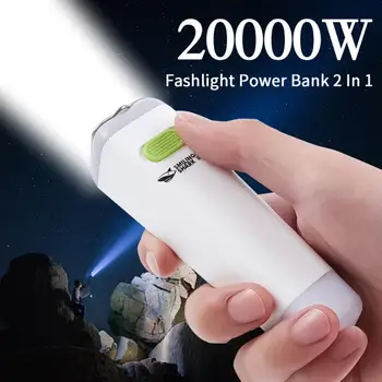 Taşınabilir Mini yüksek ışık el feneri güç bankası 2 İn 1 su geçirmez Ultra parlak Torch USB şarj edilebilir güçlü lamba el feneri