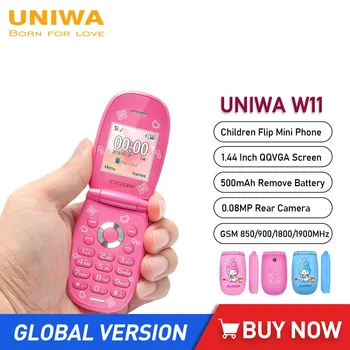 UNIWA DOOV W11 Mini Flip Telefon gsm dört Bantlı Cep Telefonu Tuş Takımı ile Çocuklar için 1.44 