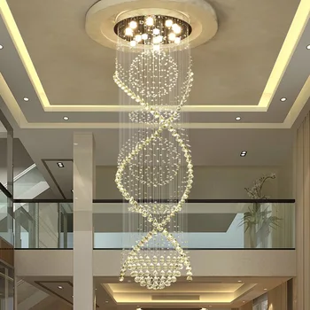 Uzun Kristal Avize Merdiven Lüks Tasarım Kristal Lamba Modern Ev Dekor iç mekan aydınlatması Oturma Odası led ışık fikstürü