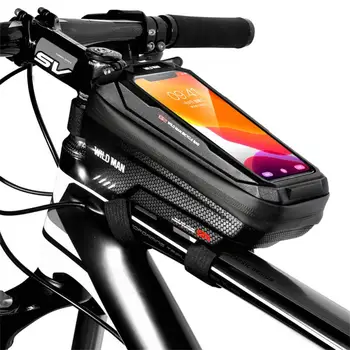 Vahşi Adam Bisiklet Çantası Sert Kabuk Eva Dağ Bisikleti Ön Kiriş Çanta Üst Boru Kılıfı Bisiklet Cep telefon tutucu MTB Aksesuarları