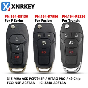 XNRKEY 3/4 Düğme Çevirme Uzaktan Araba Anahtarı ID49 Çip 315 / 902Mhz Ford Escort Fusion Transit F150 F250 2013-2016 FCC: N5F-A08TAA